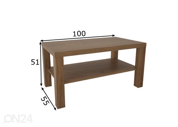 Sohvapöytä Caro I 55x100 cm mitat