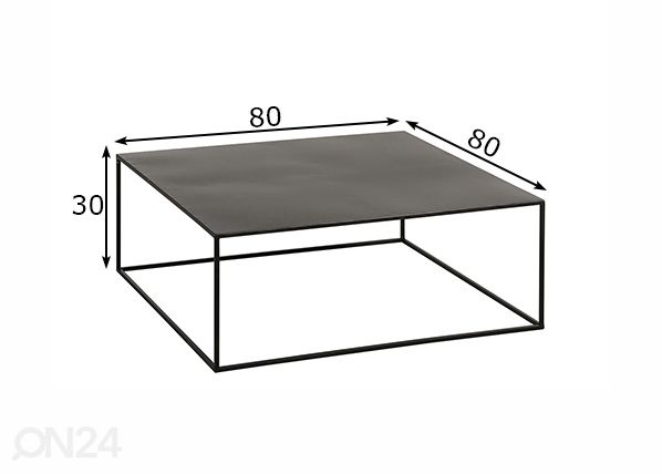 Sohvapöytä Claro 80x80 cm mitat