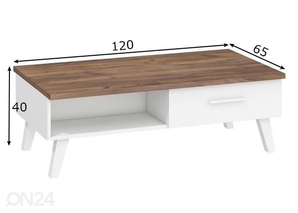 Sohvapöytä Clon 120x65 cm mitat