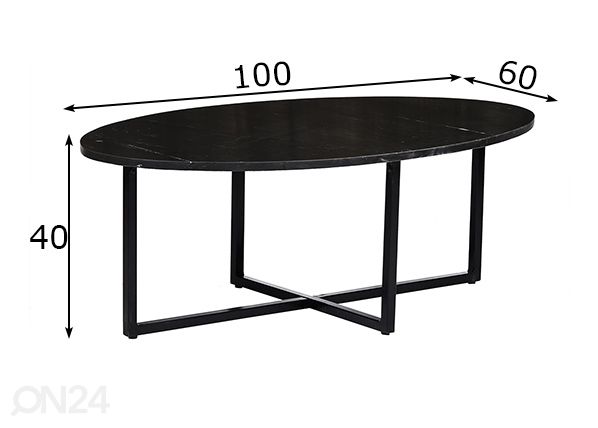 Sohvapöytä Elize 100x60 cm mitat