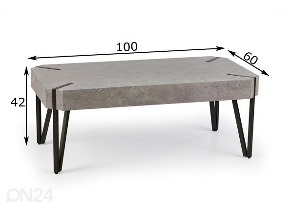 Sohvapöytä Emily 100x60 cm mitat