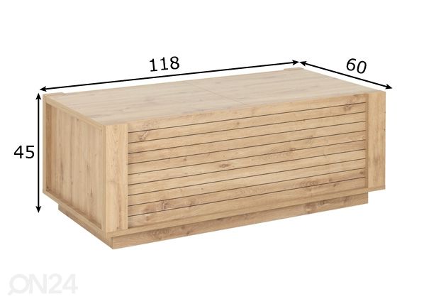 Sohvapöytä Estran 183-240x90 cm mitat