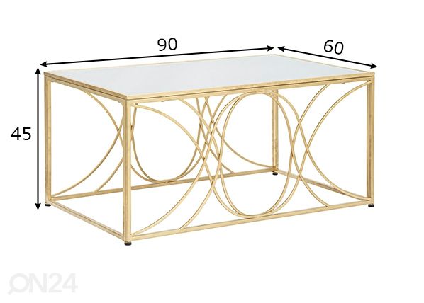 Sohvapöytä Exy 60x90 cm, kulta mitat