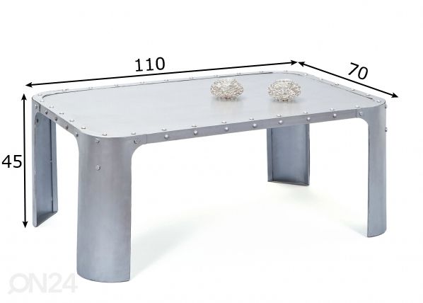 Sohvapöytä Gormur, antiikkihopea mitat