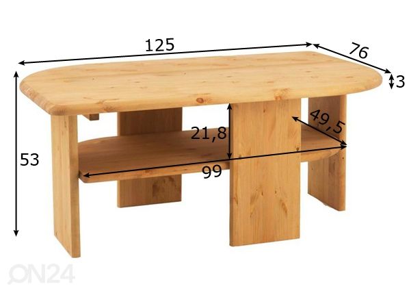 Sohvapöytä Jaiden 125x76 cm mitat