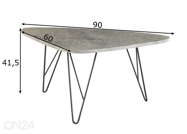 Sohvapöytä KIWI 3 90x60 cm mitat