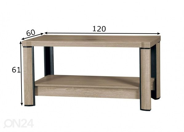 Sohvapöytä Laila 120x60 cm mitat