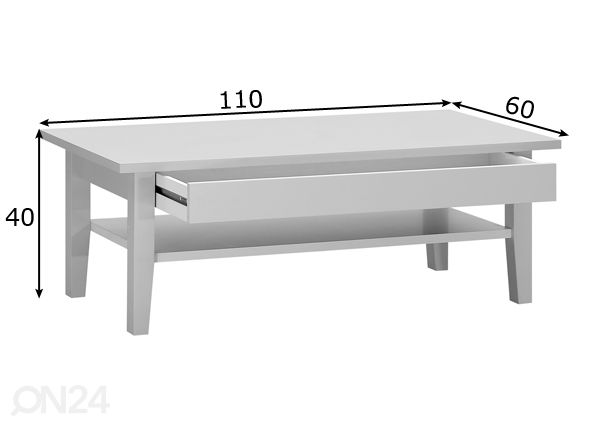 Sohvapöytä Lass 110x60 cm mitat