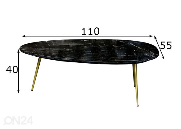 Sohvapöytä Marble 110x55 cm mitat