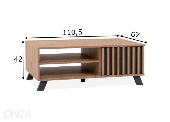 Sohvapöytä Medan 110,5x67 cm mitat