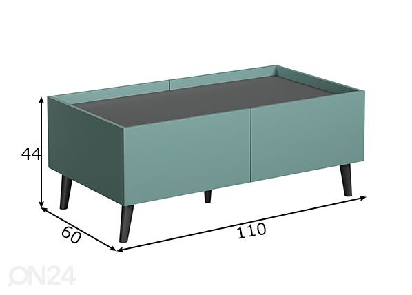 Sohvapöytä Melton 110x60 cm mitat