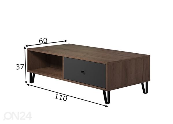 Sohvapöytä Montez 110x60 cm mitat
