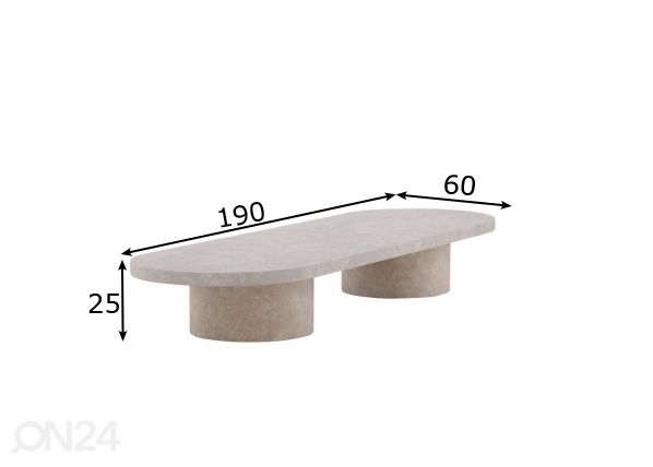 Sohvapöytä Narvik 190x60 cm mitat