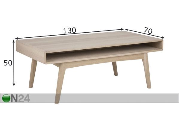 Sohvapöytä Pascal 70x130 cm mitat