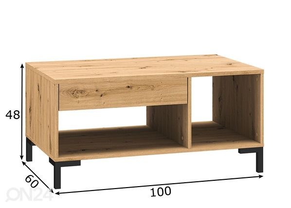 Sohvapöytä Porto 60x100 cm mitat