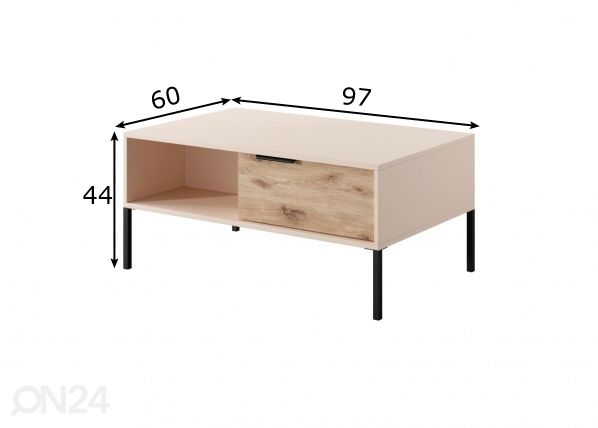 Sohvapöytä Rave G 97x60 cm mitat