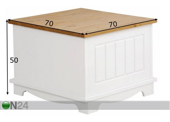 Sohvapöytä / säilytyslaatikko Trinidad 70x70 cm mitat