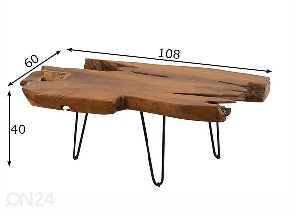 Sohvapöytä Sam 108x60 cm mitat