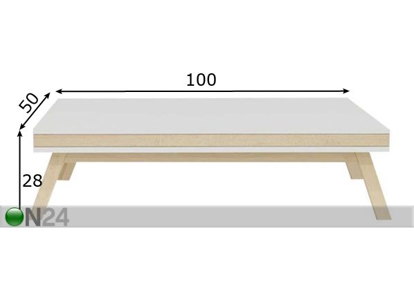 Sohvapöytä SCANDIA 2 100x50 cm mitat