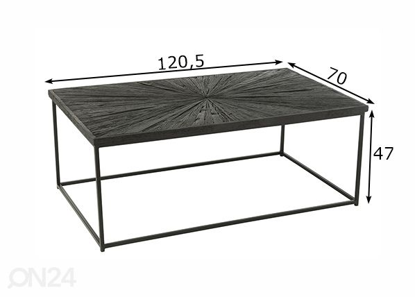 Sohvapöytä Shanil 121x70 cm mitat