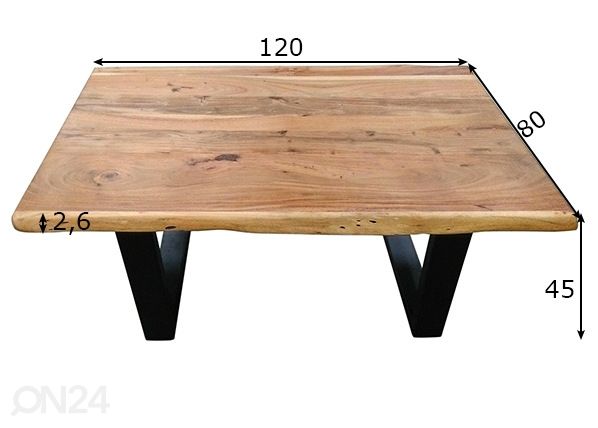 Sohvapöytä Tische 120x80 cm mitat