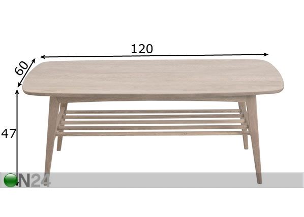 Sohvapöytä Ventura 120x60 cm mitat