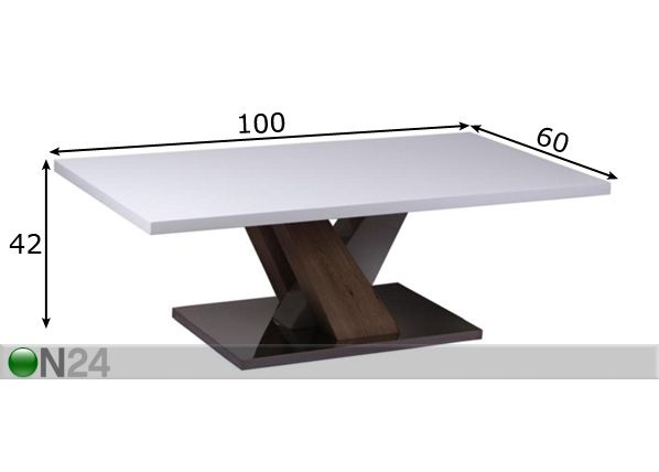 Sohvapöytä VIGO 100x60 cm mitat