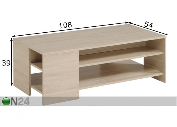 Sohvapöytä WARREN 108x54 cm mitat