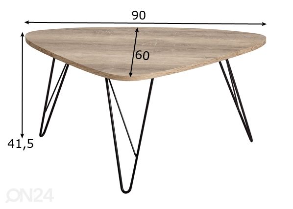 Sohvapöytä Wood 3 90x60 cm mitat