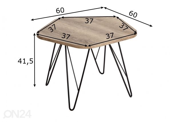 Sohvapöytä Wood 5 60x60 cm mitat