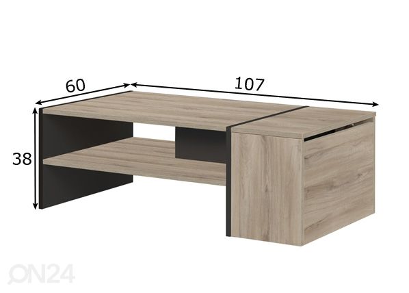 Sohvapöytä Yori 107x60 cm mitat