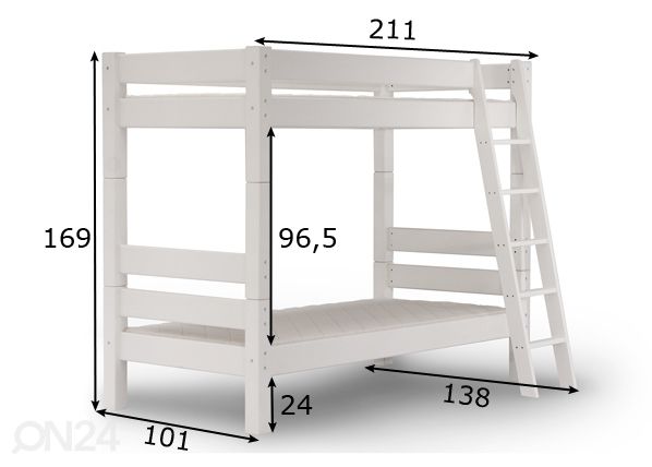 Suwem kerrossänky Lahe viistotikkailla 90x200 cm mitat