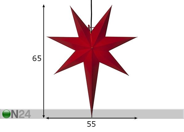 Tähti Rozen 55cm, punainen mitat