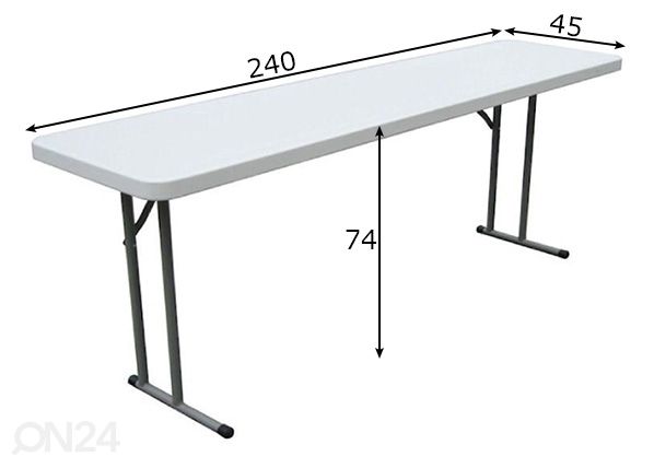 Taitettava puutarhapöytä 45x240 cm mitat