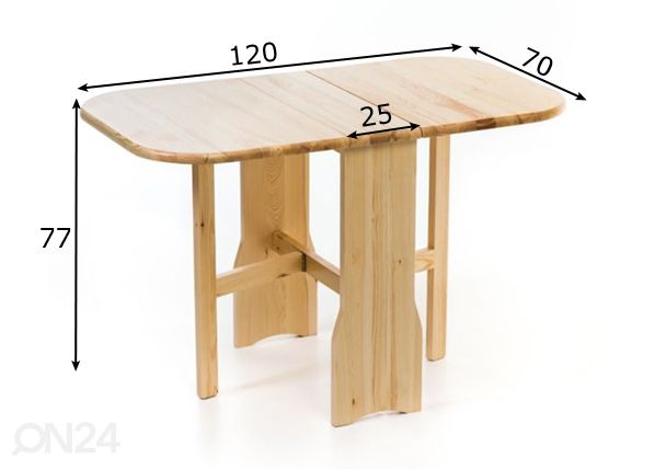 Taittopöytä 120x70 cm mitat