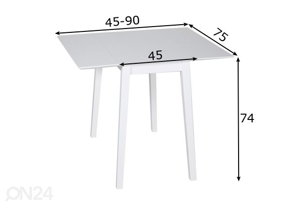 Taittopöytä Avola valkoinen 75x45-90 cm mitat