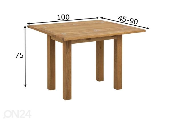 Taittopöytä Tenny 45-90x100 cm mitat