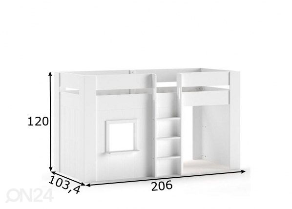 Talosänky Reno 90x200 cm, valkoinen mitat