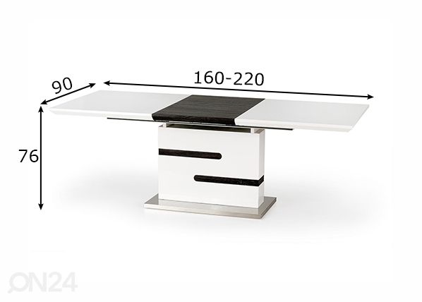 Tammi jatkettava ruokapöytä Liina 2 160-220x90 cm mitat