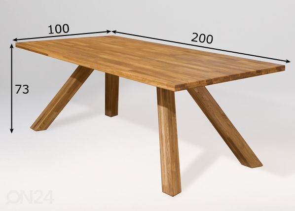 Tammi ruokapöytä Dexter 3 200x100 cm mitat