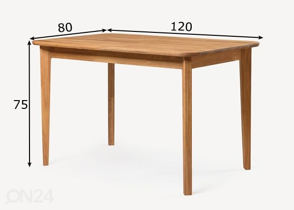 Tammi ruokapöytä Frans 1 120x80 cm mitat