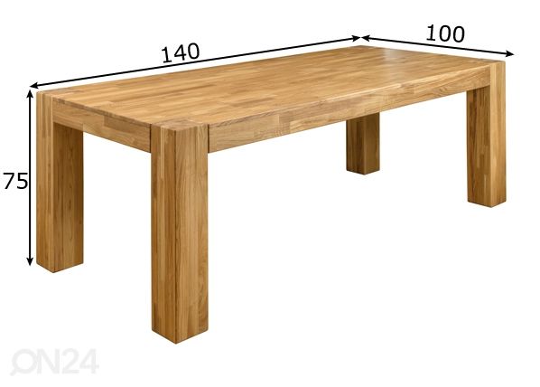Tammi ruokapöytä Noa 140x100 cm mitat