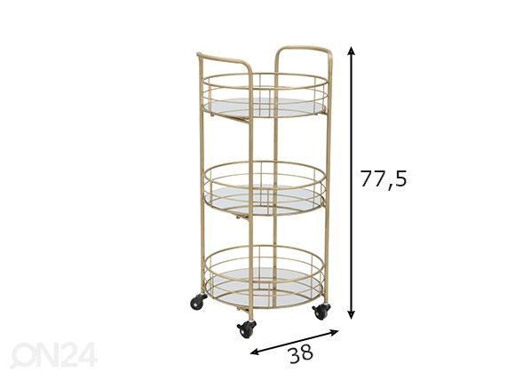 Tarjoiluvaunu Glam Ø38 cm, kulta mitat