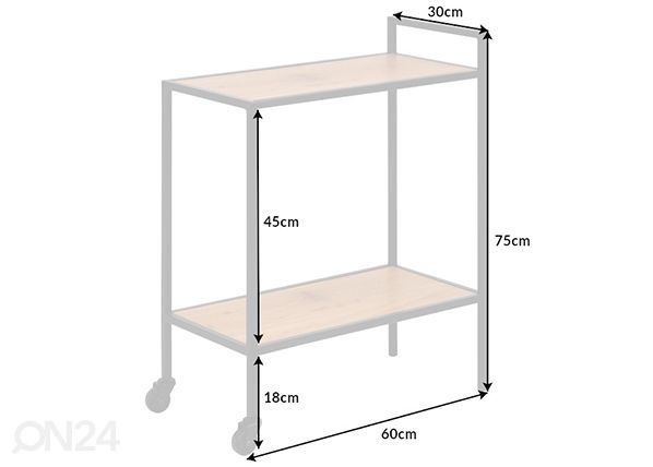 Tarjoiluvaunu Slim Line mitat