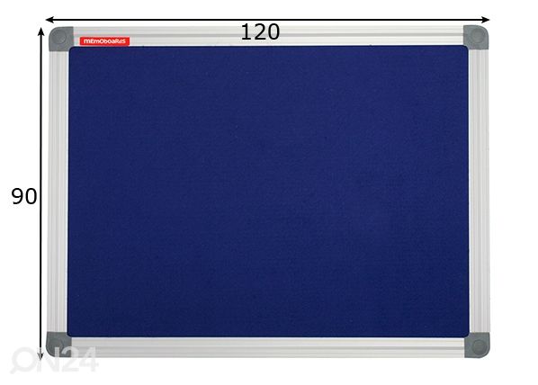 Tekstiilitaulu memoboards classic (alumiini kehys, sininen) 120x90 cm mitat