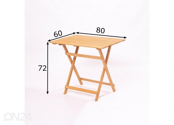 Terassipöytä 60x80 cm mitat