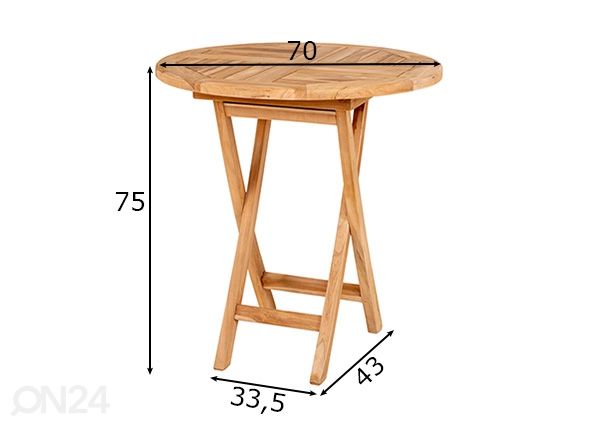 Terassipöytä Oviedo Ø70 mitat