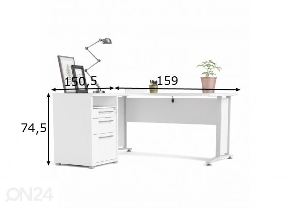 Toimistopöytä laatikostolla Prima mitat