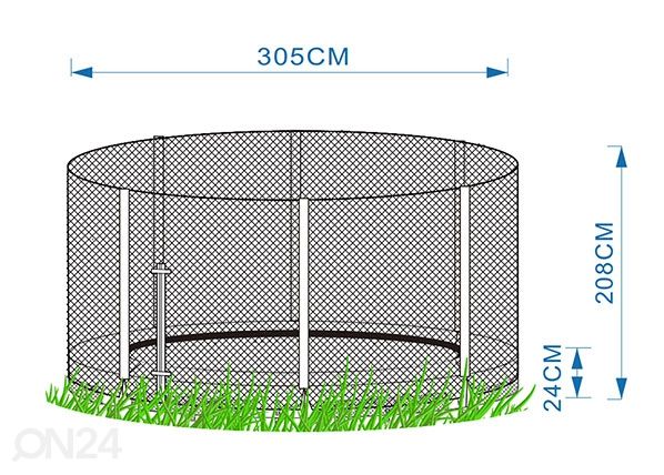Trampoliini 3,05 m turvaverkolla mitat