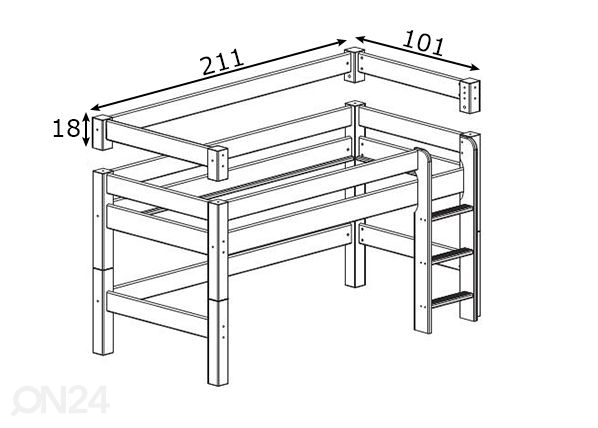 Turvalaita Moby 90x200 cm mitat